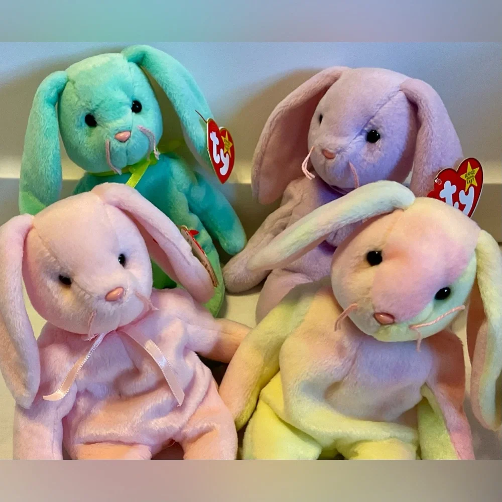 4 Ty rabbits beanie babies for Easter Flippity, Hippity, Hoppity & Hippie set